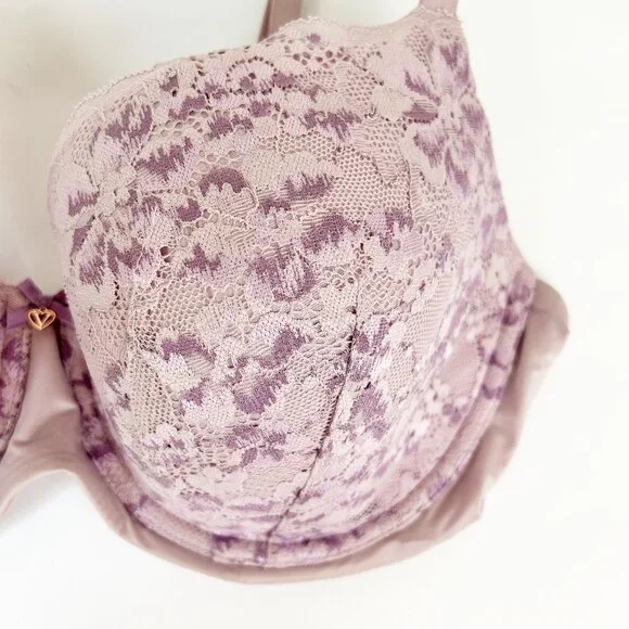 Victoria's Secret Bra 38DD Purple Lace Lined Demi Underwire Padded Lilac - Picture 2 of 10